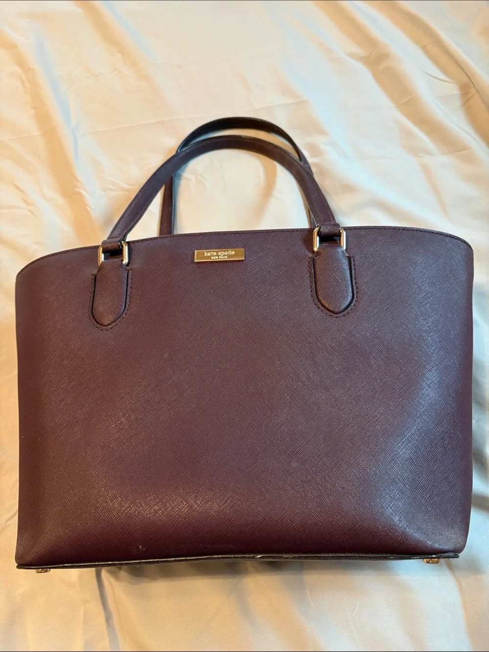 kate spade Plum Saffiano Shoulder Bag with Gold Hardware